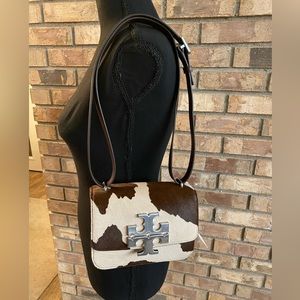 TORY BURCH SMALL ELEANOR CALF HAIR BAG IN COW NATURAL PRINT